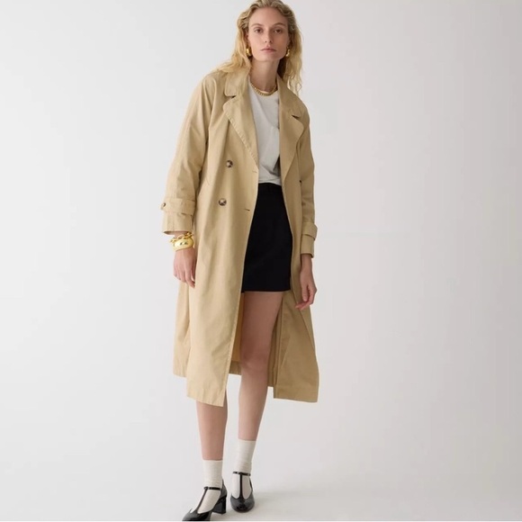 J. Crew Relaxed heritage trench coat in chino size large long cotton oversized - Picture 1 of 10